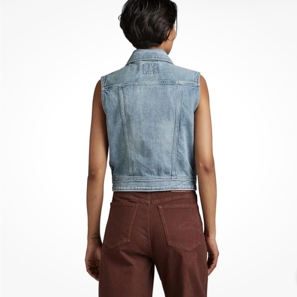 G-Star RAW Women’s Slim Denim Vest Sun Faded Air Force Blue Size Medium New - Picture 2 of 2
